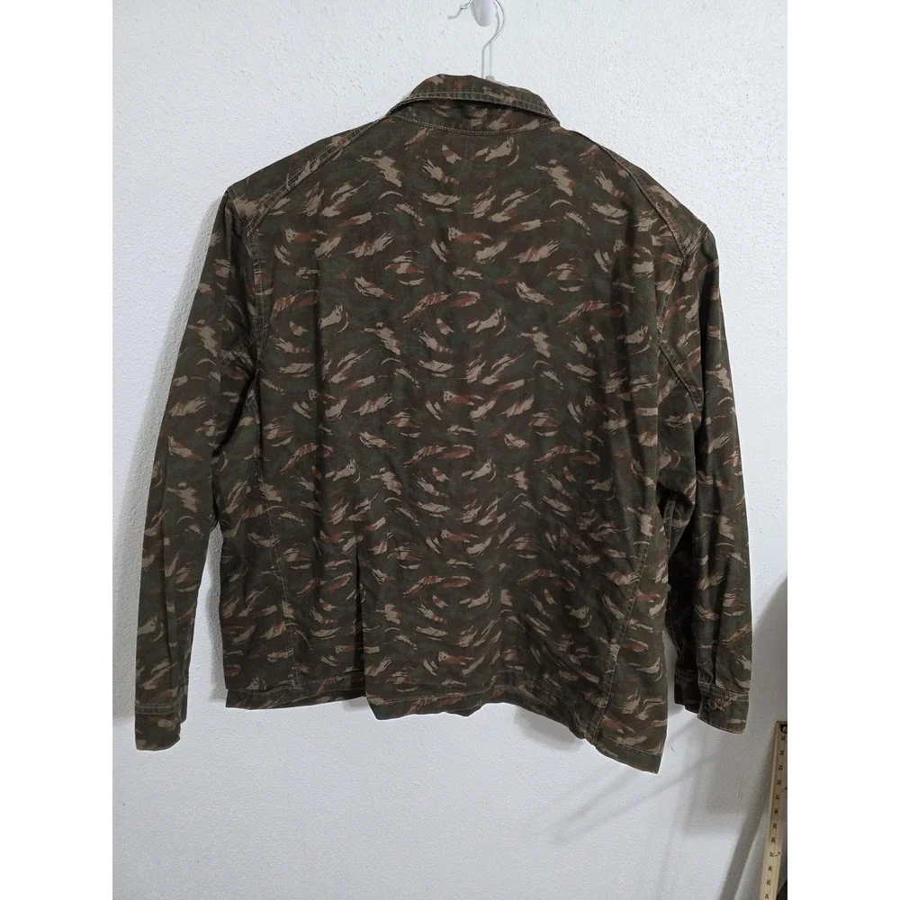Wrangler Jacket Mens 3XL Green Camo Canvas Button Front Workwear Utility Field